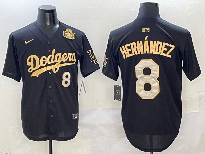 Men Los Angeles Dodgers #8 Hernandez Black Gold Game Nike 2025 MLB Jersey style 9->los angeles dodgers->MLB Jersey